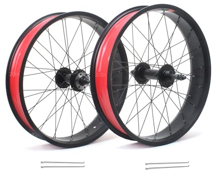 20/24/26” X 4.0” Fat Däck Snöcykel Hjulsats Skivbroms Snabbkoppling 135mm/195mm 36H Främre Bakre Nav För 7/8/9/10s Roterande Frihjul 14G Ekrar(Schwarz,20'')
