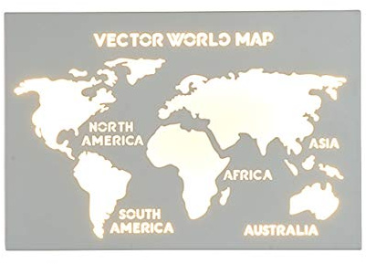 LED Wall Light, 24W Indoor World Map Wall Lamp Acrylic Wall Sconce Fixture Fit for Office Bedroom Hallway Hotels Bedside Living Room 220-240V,White 6000K