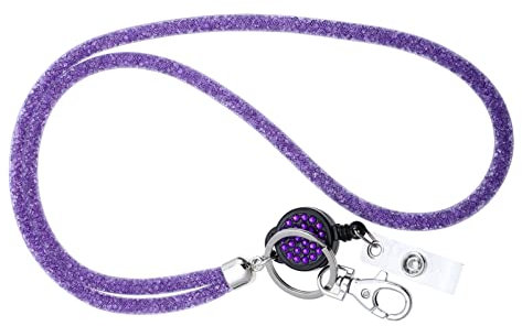 KALLORY Fischnetz-lanyard Mit Strasssteinen Strassschlüsselkette Rosa Schlüsselanhänger Schwarzer Schlüsselanhänger Telefon-lanyard-hals Rosa Schlüsselband Karte Ringe Gittergewebe Violett