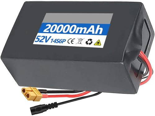 E-Bike Akku 52V 8Ah 10Ah 15Ah 18Ah 20Ah Elektrofahrra Lithium Batterie PVC-Akku eingebauter BMS Fahrrad Li-Ionen-Akkupack, für 200W ~800W Motor mit Ladegerät XT60/T Plug XT60,58V 8AH