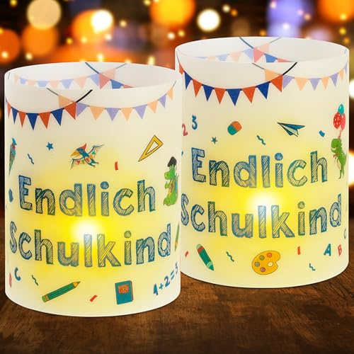 12 Windlicht Tischdeko Einschulung Junge, Deko Einschulung Junge 2026, Schulanfang Deko Blau, Endlich Schulkind Deko, Dekoration Schulanfang, Geeignet für Teelichter oder Kerzen
