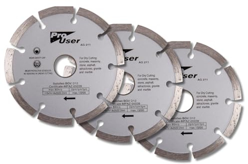 Dunnet Tools Set Of 3 115mm Angle Grinder Discs For Concrete Masonry Stone Asphalt Granite Marble 115mm Diamond Cutting Disc Dry Cutting Discs For Angle Grinder Grinding Discs