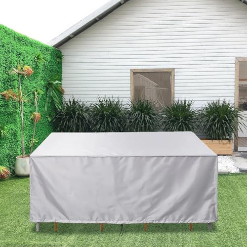 HNBFKD Coperture per Mobili da Giardino 90x55x80cm/LxWxH Telo Copri Tavoli da Terrazza per Tavolo e Sedie da Giardino, Impermeabile, Antivento, Anti-UV, Tessuto Oxford 420D Rettangolare