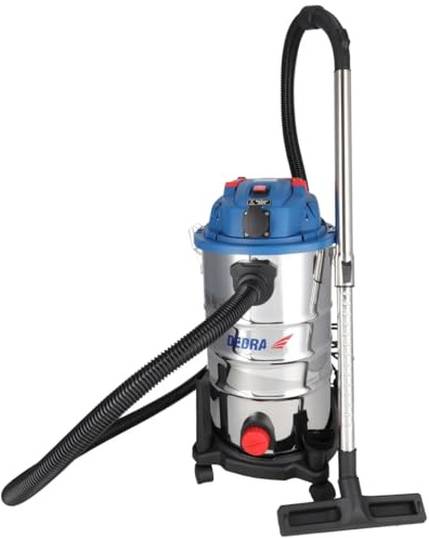 Dedra Nass- und Trockensauger mit Rüttelfilter, 1600 W, 30 l Behälter, Teleskop-Metallrohr, Saugleistung 21 kPa, Leistungsfähigkeit 3200 l/min, Saugschlauch 2,5 m