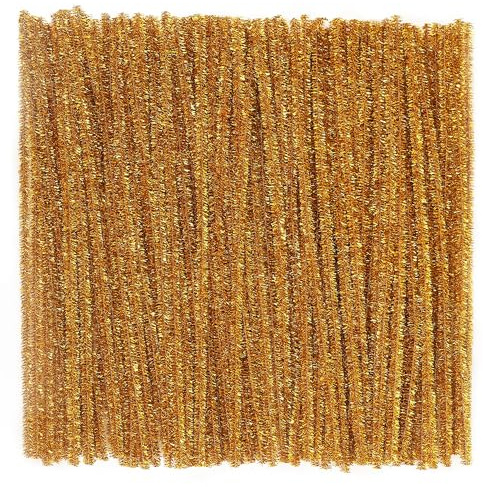 Caydo 200 Stück glitzernde goldene Pfeifenreiniger, dicke flauschige Chenille-Stiele, Pfeifenreiniger, Basteln für Kunst und Handwerk, perfekt für die Herstellung von Tieren, Blumen und festlichen