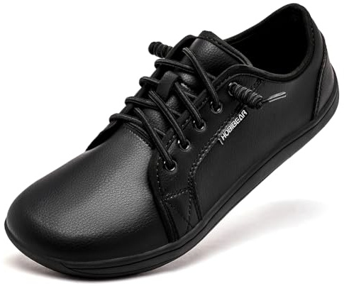 HOBIBEAR - Zapatillas minimalistas para mujer y hombre, de ancho amplio, tipo pies descalzos, con caída cero, fáciles de poner, ligeras y cómodas, Todo negro., 37 EU