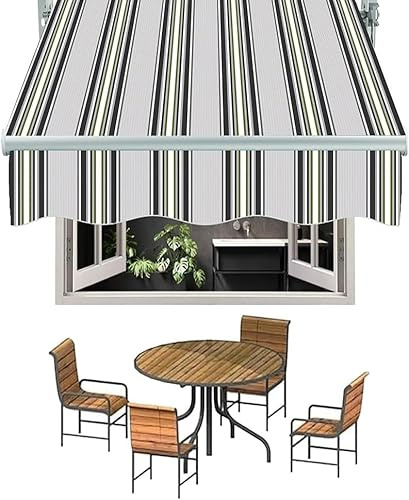 Ersatzstoff Für Außenmarkise, Terrassenmarkise Sonnenschutz Shelter Canvas Mit Volant, Markise Ersatztuch Sonnenschutz Shelter Top Cover Für Market Shop Balkon, Stripe, 6x5m/20x16ft