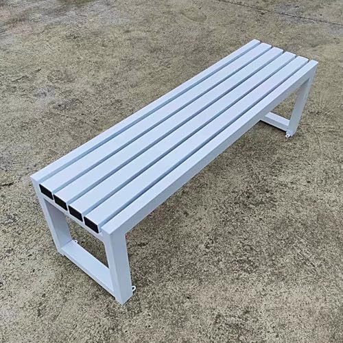 Wetterfeste 3-Sitzer Gartenbank Eisen Metall Outdoor & Indoor Sitzgelegenheit Keine Rückenlehne Perfekt für Park, Terrasse, Lounge & Garten - Elegantes Weiß Design