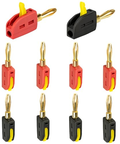 8 Stück 4mm Bananenstecker, 32A Bananenstecker Lautsprecher Konverter, Banana Plug Steckverbinder mit Isoliergehäuse, Flammhemmend Grad V0, Für Anschluss von Lautsprecherkabeln Receiver Kabel Boxen