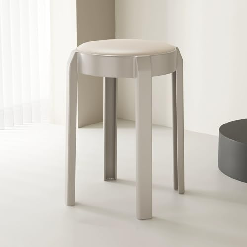 3 st 45 cm runda stapelbara pallar rygglösa bärbara plaststolar med vadderade säten för klassrum kontor enkel kapsling ingen montering krävs (ljusgrå)