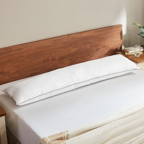 1 Almohada Corporal 3 Compartimentos 40x145 cm Para Dormir de Lado Lactancia Plumas – Almohada Larga Soporte Cervical Cama Doble Embarazo