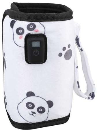 Keenso Bärbar panda-flaskvärmare, USB-värmehållare för hemmet, resor, 21-stegs temperaturkontroll, miljövänligt material