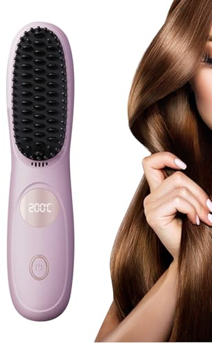 Piastra per capelli senza fili, spazzola lisciante riscaldata, pettine lisciante ricaricabile USB, per barba da donna e uomo, tutti i tipi di capelli