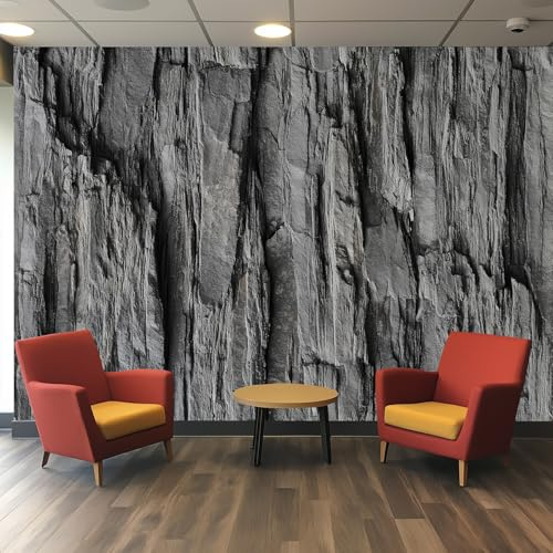 Generique Papier Peint Style Industriel Panoramique Murale, Intissé Papier Peint 3D Noir Effet Beton Salon Chambre Cuisine, Style Industriel Decoratif Mural 200 x 140 cm