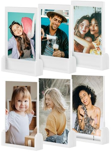 Acryl-Bilderrahmen für Fotos aus Fujifilm-Instax-Mini-Kamera & Drucker | Niedliche Instax-Mini- und Polaroid-Tischrahmen – für Fotos (5,33x8,64 cm) und Postkarten, 6er-Set