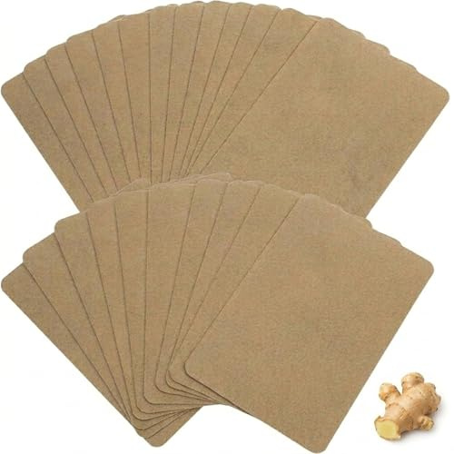 Tarqite 50 Stück Ingwerpflaster zur Schmerzlinderung, Ingwer Wärmepflaster, Selbstklebend Kräuter Ingwer Patches für Rücken, Nacken, Knie, Schulter, Arthritis, Bauchnabel