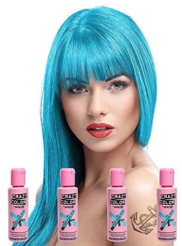 Crazy Color Semi-Permanent Hair Dye 4 Pack (Bubblegum Blue)