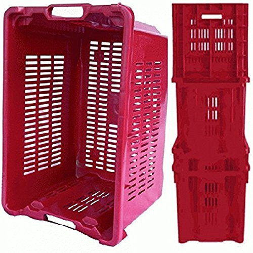 13358_ ****** CASSETTA OLIVE UVA IMPILABILE PLASTICA TRAFORATA 1 PZ 52 X 35 H 31 COLORI MISTI ROSSA OPPURE VERDE