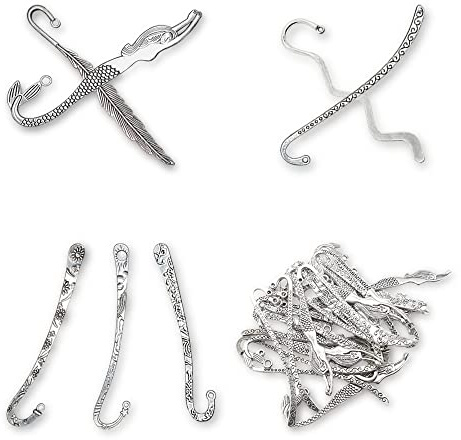 HOSTK 40 st¨¹ck Silber Metall Lesezeichen Haarnadelhaken Geschnitzte Antike Vintage mit Anh?nger schmuckherstellung meerjungfrau souvenirs plain gepr?gt