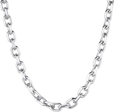 ChainsHouse Cadena Rolo Acero Inoxidable 9mm Ancho 66cm Largo Joya Uso Cotidiano, Cadena Gruesa Mujer Hombre