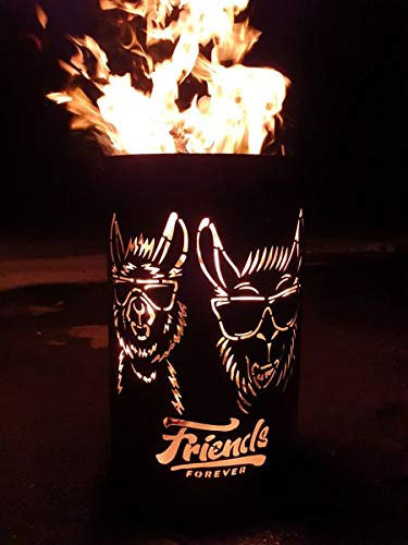 TiKo-Design® Feuertonne - Feuerkorb mit Motiv Lama - Friends Forever – Der ideale Begleiter für gesellige Feuerrunden und Outdoor-Genuss