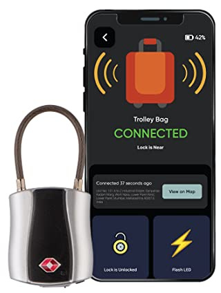 tag8 Dolphin Smart Padlock (Pack 1), TSA-Compliant Suitcase and Luggage Locks with Alarm, Keyless Bluetooth Suitcase Lock and Locker Padlock, Unlock via Phone App, Android and iOS Compatible, Silver