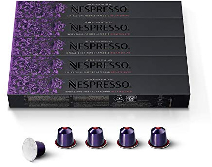 Nespresso Original – Bundle 50 Capsules de café décaféiné Arpeggio Decaffeinato – Intensité 9 – Pour Ristretto, Espresso & Cappuccino Recette Lait – (5 étuis de 10) | Utilisation avec machines Nespresso Original - Compatible capsule compatible nespresso pour Espresso ou Cappuccino lacté