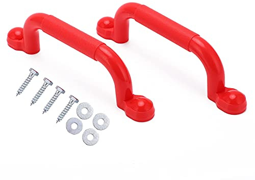 Klettergriffe für Kinder, 24 cm rutschfeste Haltegriffe mit Montagesatz für Klettergerüste und Schaukeln (Rot)