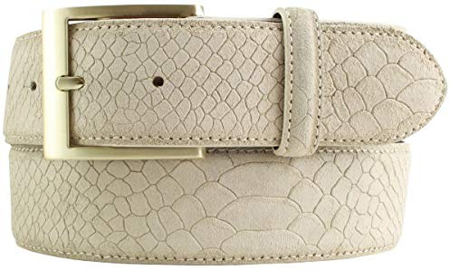 BELTINGER Gürtel mit goldener Gürtelschnalle und Pythonprägung 4 cm | Leder-Gürtel 40mm Schlangen-Optik |Schlangen-Muster