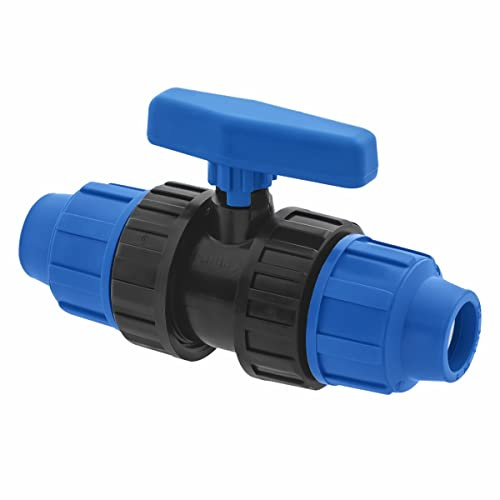SmartProduct 32mm PE Rohr Kugelhahn PN10 – Kunstoff Hahn Klemmverbinder – 32 mm PP Absperrhahn Kupplung kompatibel mit PE80 PE100 Rohren – Kugelventil - 1 Stück