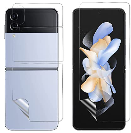 [2 Pièce] Protection Écran pour Samsung Galaxy Z Flip 4 5G, Film Intérieur + Film Arrière, Protecteur d'écran Souple TPU, 3D Full Coverage, Sans Bulles, Ultra HD, Anti-Rayures