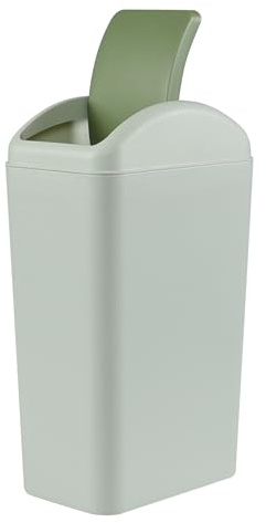Lesbin 3 Gallon Swing Top Plastic Trash Can, Garbage Bin with Swing Lid, Green