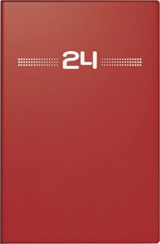 rido/idé Wochenkalender Modell partner/Industrie I 2024 2 Seiten = 1 Woche Blattgröße 7,2 x 11,2 cm rot