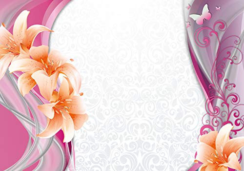 wandmotiv24 Fototapete Lilie Rosa, 200 x 140cm - selbstklebende Strukturtapete, Wanddeko, Wandbild, Wandtapete, Ranke, Blumen M1492