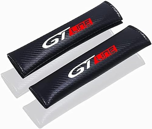 EAGLEG 2 Piezas Almohadilla de Protectores Cinturon de Seguridad de Coche para Peu-geot GT GTI GT Line, Cómodas Hombreras de Fibra de Carbono - Accesorios de Interior, GT~Line