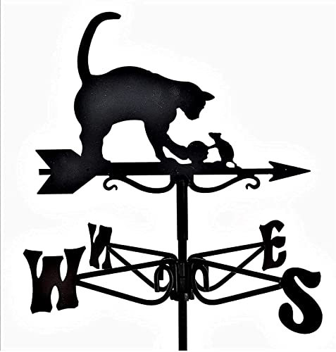 Wetterfahne, Tier, Katze, Maus, Schmiedeeisen, langlebig, Retro-Bauernhof, Messwerkzeuge, Gartendekoration, Windrichtungsanzeige, professionelle Edelstahl-Wetterfahne