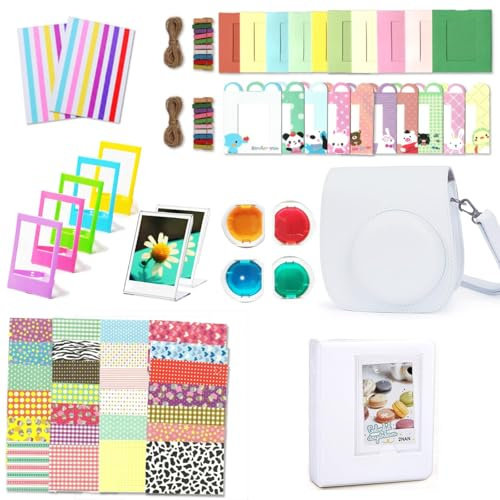 Leebotree Instantané Caméra Accessoires Compatible avec Instax Mini 12 Appareil Photo, Le Package Comprend Housse de Caméra,Album, Cadres, Autocollant de Bord and Coin (Blanc Argile)