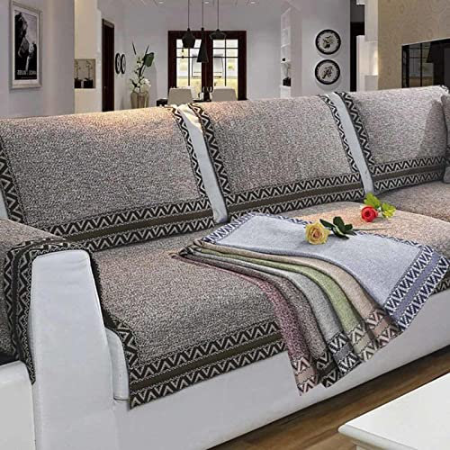YWQJL Sofaschutz，sofaschoner rutschfest Retro L Form 1 2 3 4 Sitzer Sofabezug ，sofaschoner Katze Hund Decke Ecksofa Anti Slip Sofa Cushion,Kaffeefarbe-90x180cm(35x71inch)