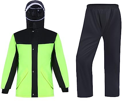 Ynport Crefreak Wasserdichte Regenanzüge für Herren Outdoor Arbeit Regenjacke und Hose Unisex Regenausrüstung mit Kapuze für Alle Sportarten Bauernhof Angeln Motorrad