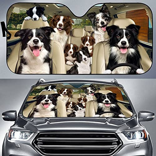Windscreen Cover Block Uv Rays Car Accessories Keep Vehicle Cooler Car Sun Shade Universal For Summer Suv Truck Border Collie Family On The Wheel, For Border Collie Dog Lovers S
