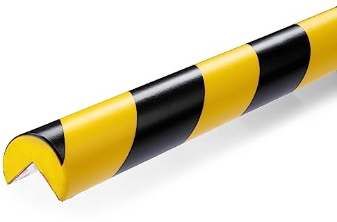 Durable Eckschutzprofil C25R, Warnmarkierung, 5 Stück, gelb/schwarz | Selbstklebend, flexibler PU-Schaum, 1 m Länge, 4 x 2,5 cm, für Innenbereiche, Rammschutz, ASR A1.3 konform