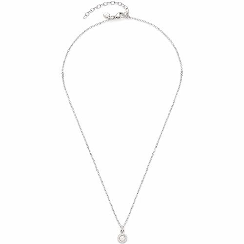 JEWELS BY LEONARDO Halskette Isa • feine Anker-Kette aus silberfarbenem Edelstahl • Anhänger mit weißer Imitations Perle und Zirkonia Steinchen • 42-47 cm Länge • Schmuck Geschenk Damen • 023346