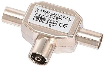Bingfu 2-Way PAL TV IEC DVB-T Antenna Coaxial Splitter 1 Female to 2 Male RF Indoor Adapter Connector 1 GHz 5-1000 MHz for Foxtel Optus CATV SAT DTV Connections