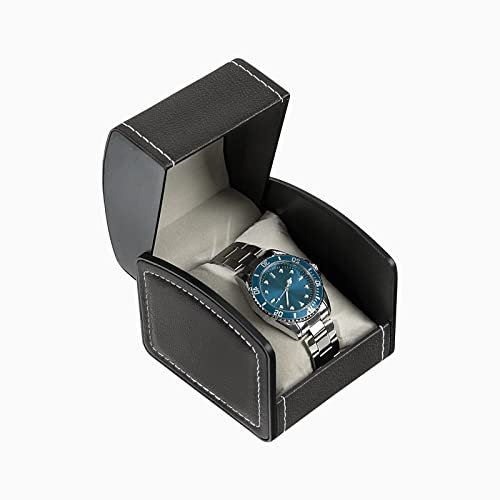FuninCrea Scatola per Orologi in Pelle PU, Cassa per Orologio Singola, Custodia Orologi Da Viaggio con Cuscino Rimovibile, Quadrato portatile Portatile Scatola Porta Orologi per Uomo/Donna (nero)