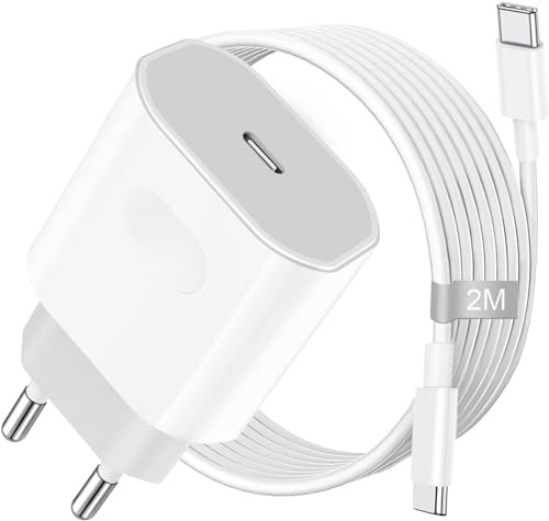 35 W USB C-laddare för iPhone 17 16 16e 15/16 15 Pro/16 15 Pro Max/16 15 Plus, USB C strömadapter med 2 m kabel, laddningskabel för iPad Pro/Air 2024, USB c nätdel, snabbladdare, snabbladdningskabel