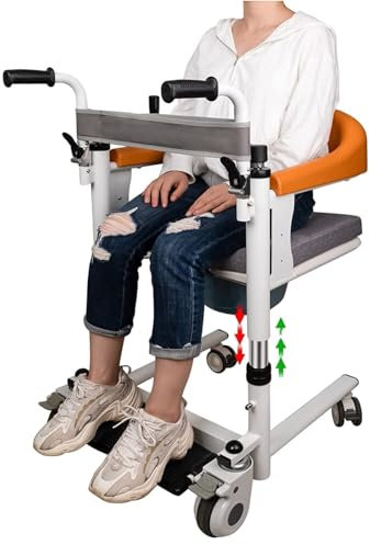 LIBRACTA Patientenlifter Rollstuhl Für Zuhause, Transferstuhl Für Senioren, Manuelles Heben 4 In 1 Behinderte Badezimmer Rollstuhl, 180° Öffnen Und Schließen, Höhenverstellbar, 360° Leise Rollen