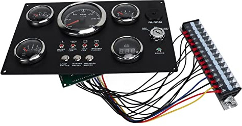 Digitales 5-in-1-Messgerät für Motordrehzahl, Wassertemperatur, Öldruck, Kraftstoffstand, Spannungsmesser, Alarm für Wohnmobil, Boot, Yacht