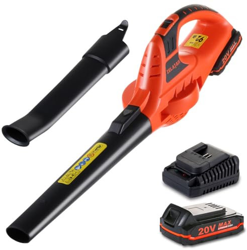 ZELATAN Cordless Leaf Blower, 130 MPH Battery Powered Leaf Blower, 2 Speed Mode Handheld Leaf Blower for Patio Cleaning, Lawn Care, Blowing Leaves & Dust