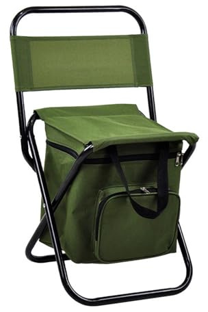 Milageto Campingstuhl Kühltasche Klappstuhl Sitz Ultraleicht Vielseitiger Angelstuhl Outdoor Rückenlehne Hocker für Hof Wandern Reisen, GrÜn