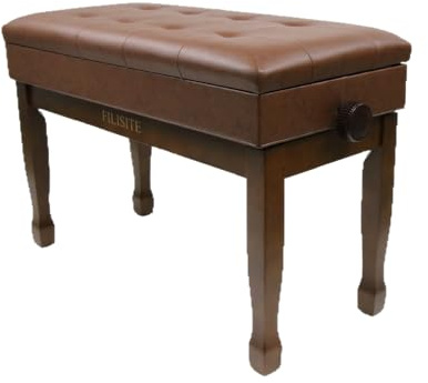 FILISITE Adjustable Height Piano Bench with Storage, Solid Wood Duet Keyboard Stool, Waterproof Padded Seat Cushion, Multi-Use Bench for Piano, Vanity, Living Room, Bedroom XJ750-4(Wood)